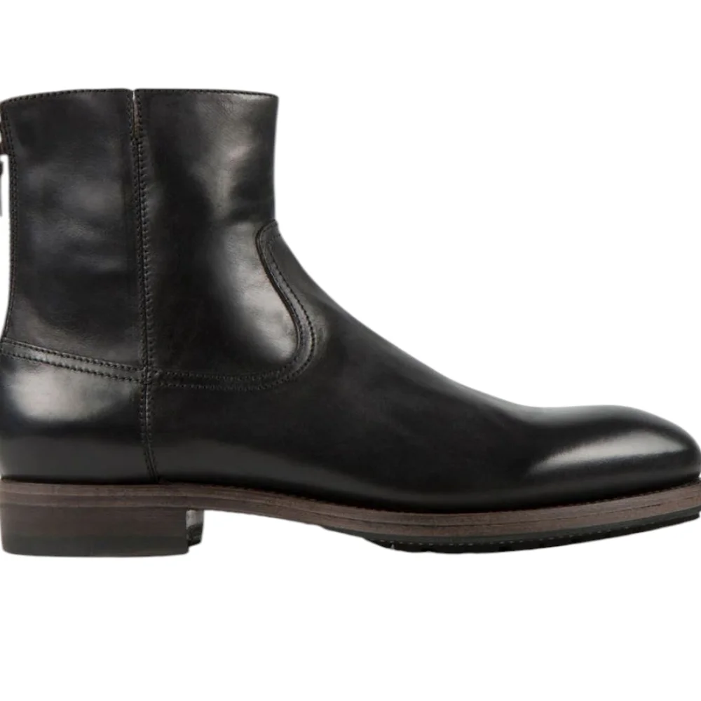 Project TWLV Flame Black Leather Ankle Boots... Size 42/US 9